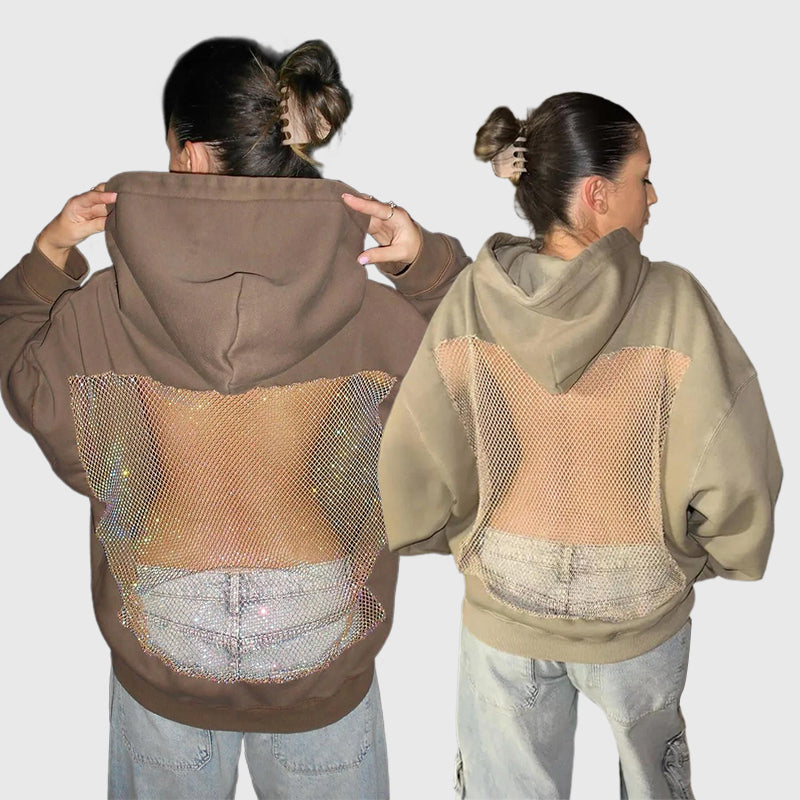 Backstage Crystal-Mesh Hoodie