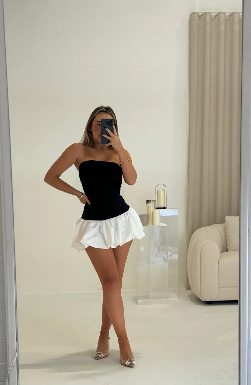 Sarah | Bubble Hem Mini Dress