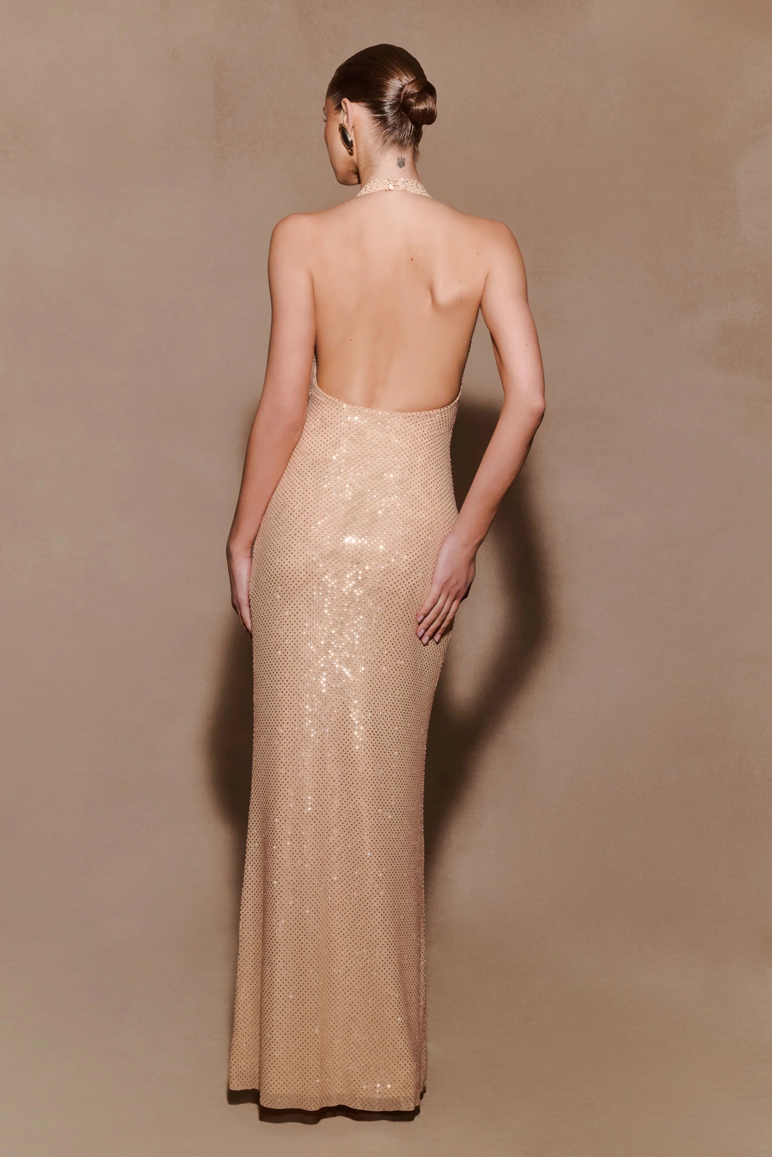 Harriet Halter Neck Diamante Maxi Dress