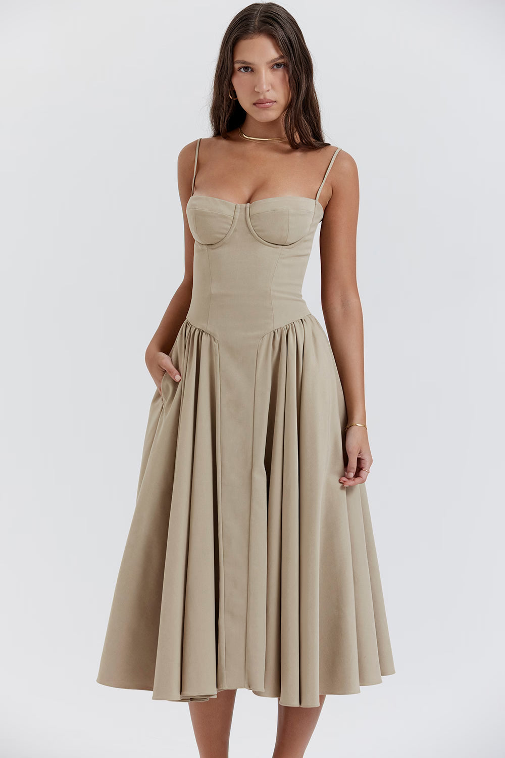 Arianna Corset Summer Midi Dress