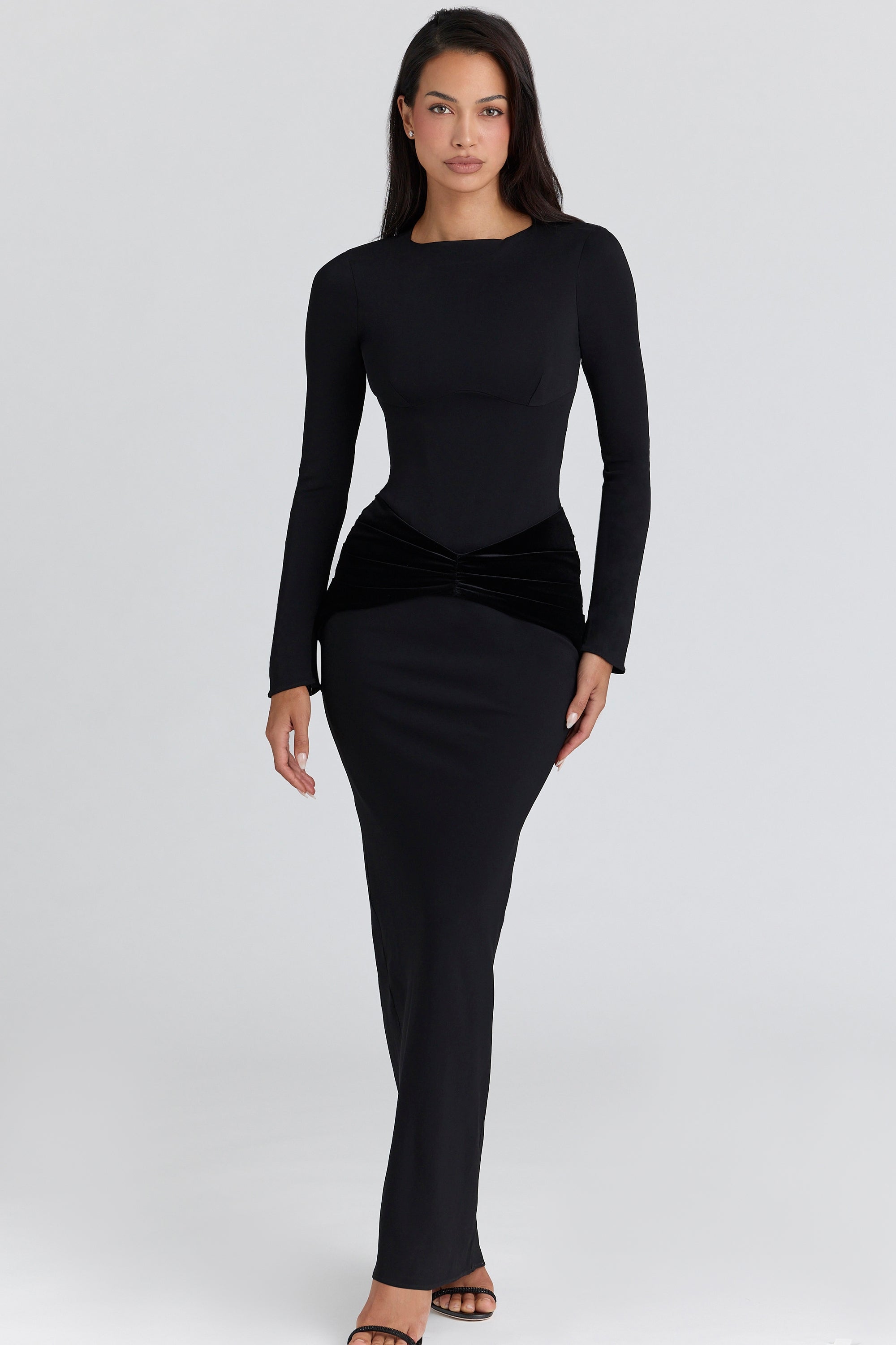 black lace maxi dress + bolero