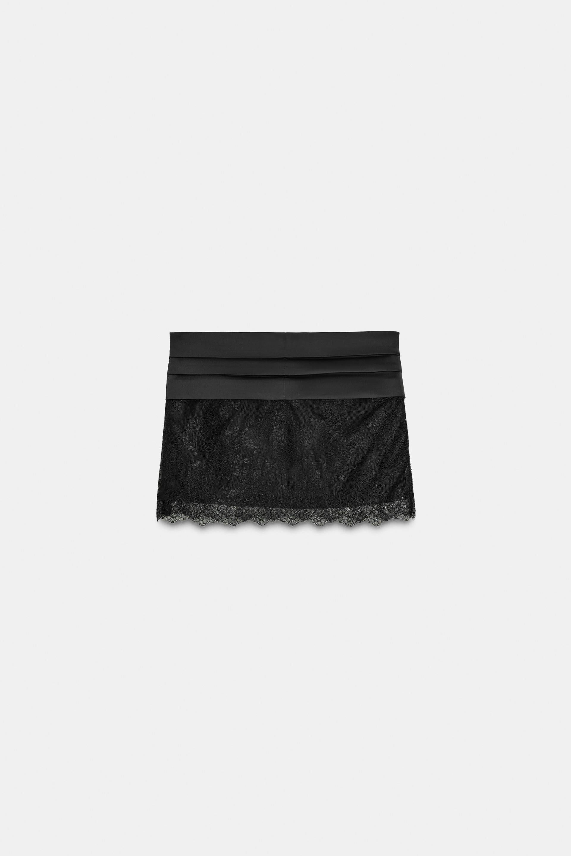 MINI SKIRT WITH CONTRAST LACE AND BOW DETAIL