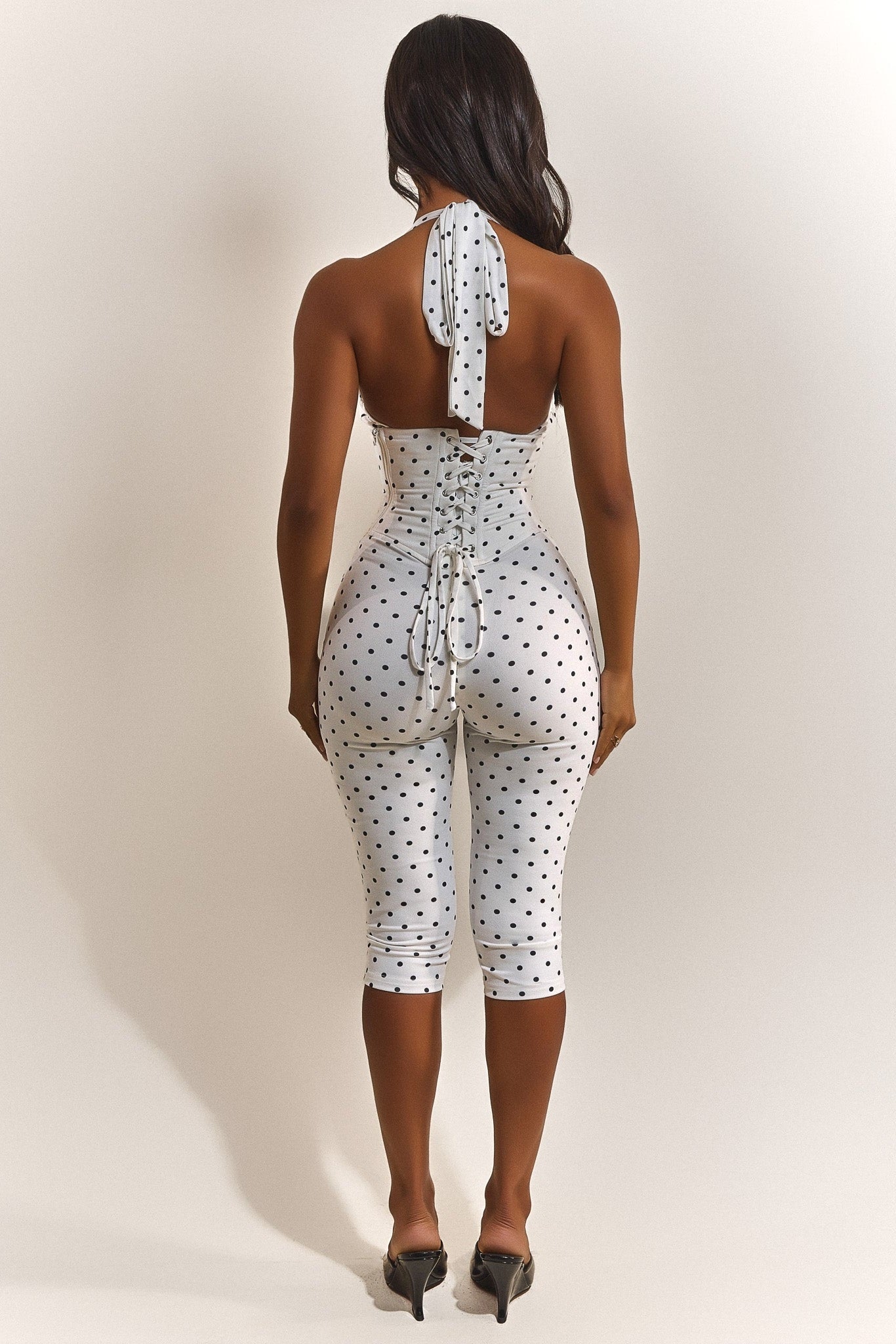 The Sandra Capri Jumpsuit in Polka Dot