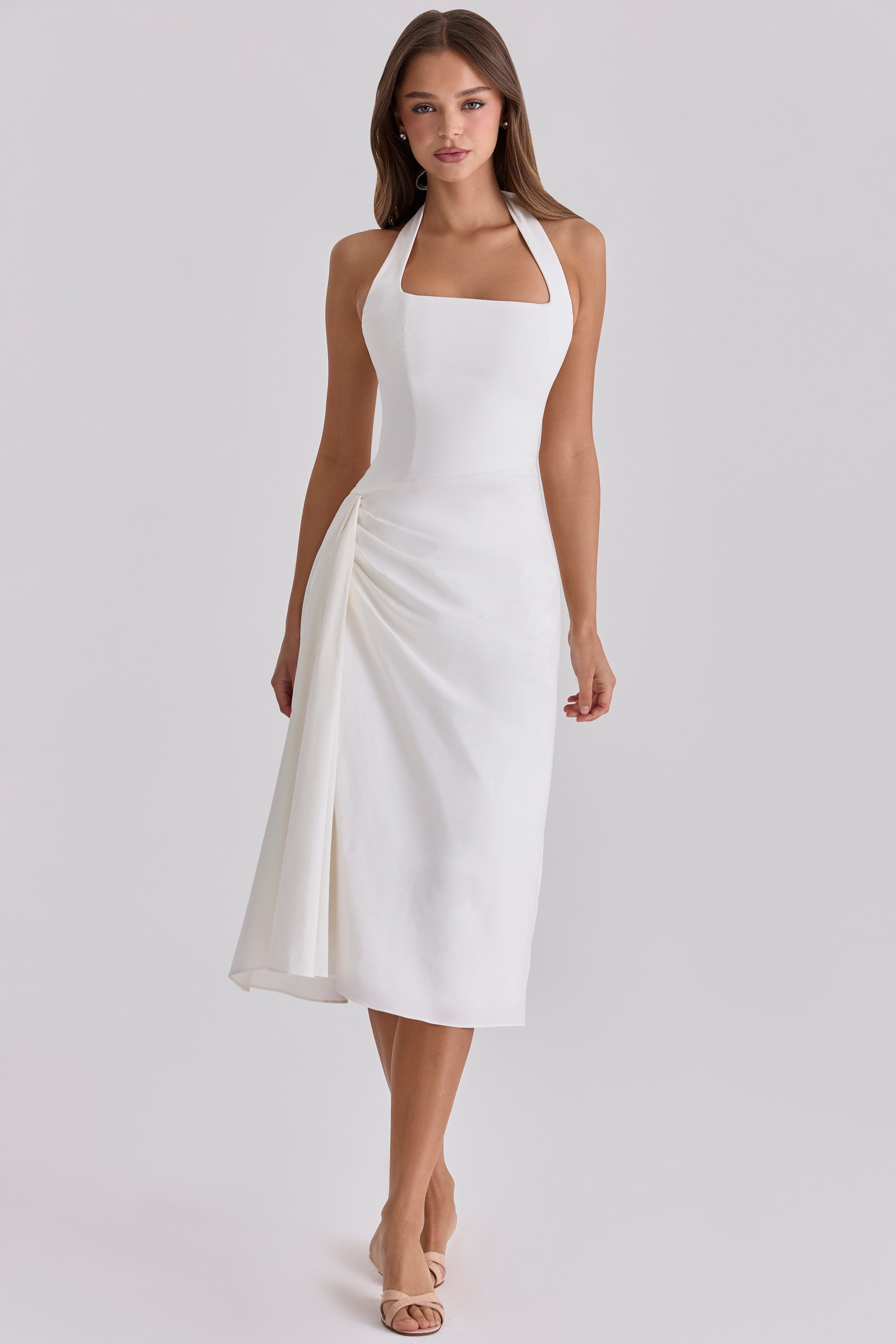 white cotton broderie anglaise midi sundress