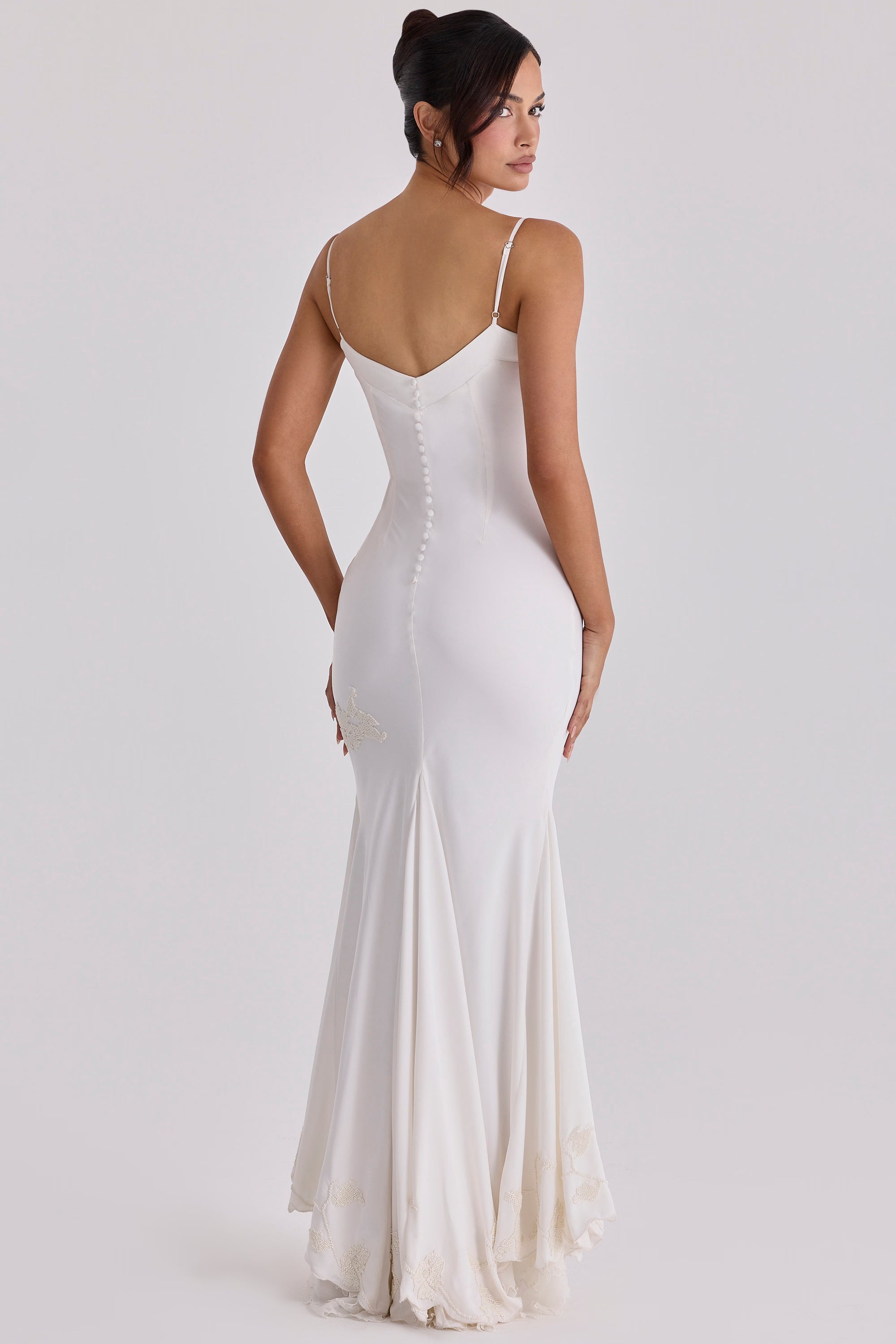 Anastelle hand beaded embellished satin maxi dress