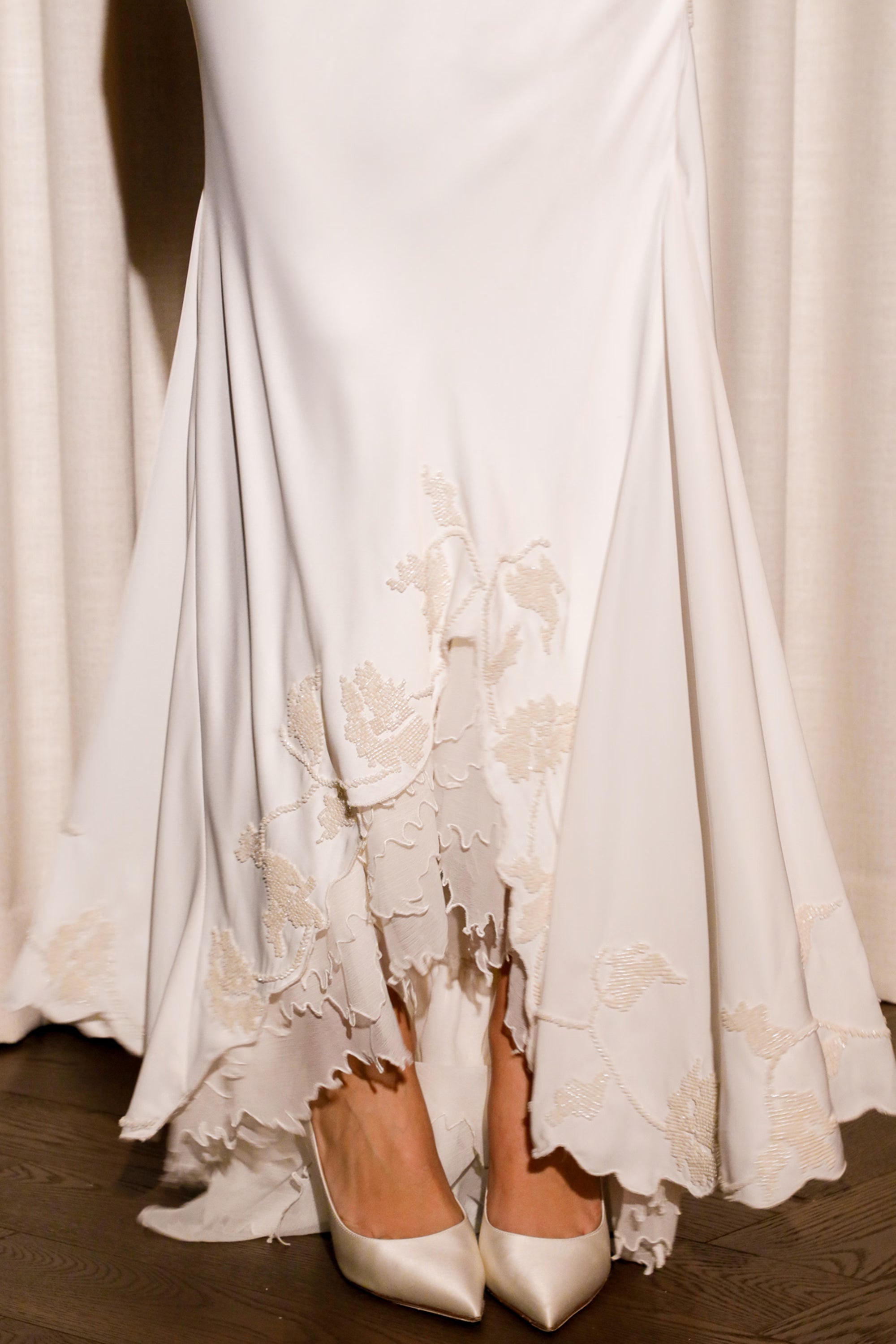 Anastelle hand beaded embellished satin maxi dress