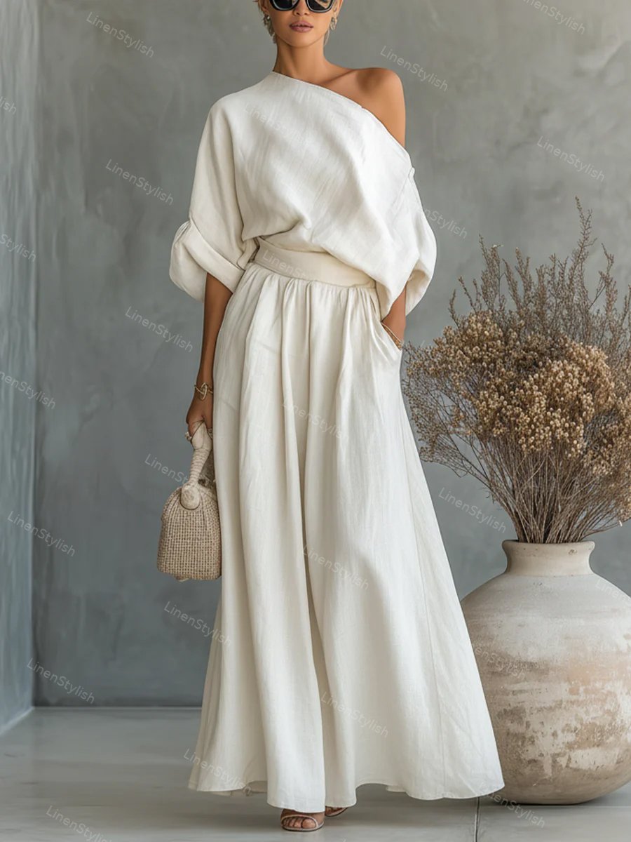 Fashionable Strapless Top & Pants Two-piece Set